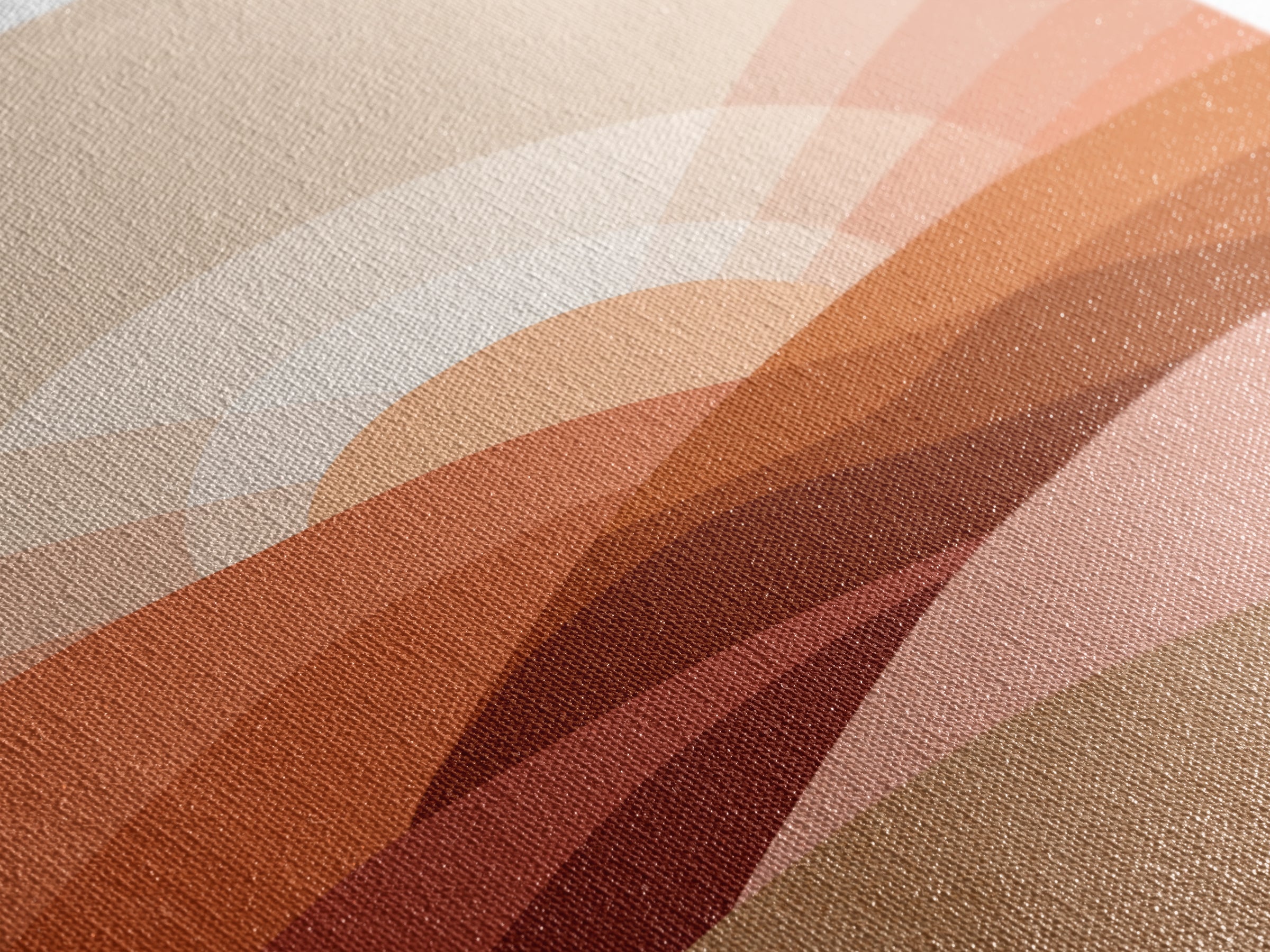 Terracotta Desert Sunrise Over Layered Hills Framed Canvas Print, Boho Wall Art, Earth Tone Decor, Large Abstract Landscape