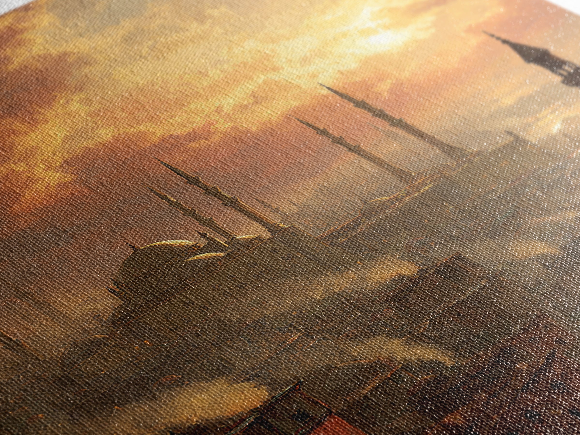 Sunset Over Ancient City Landscape Oil Painting Canvas Print Wall Art For Living Room Home Decor And Historical Art Lovers