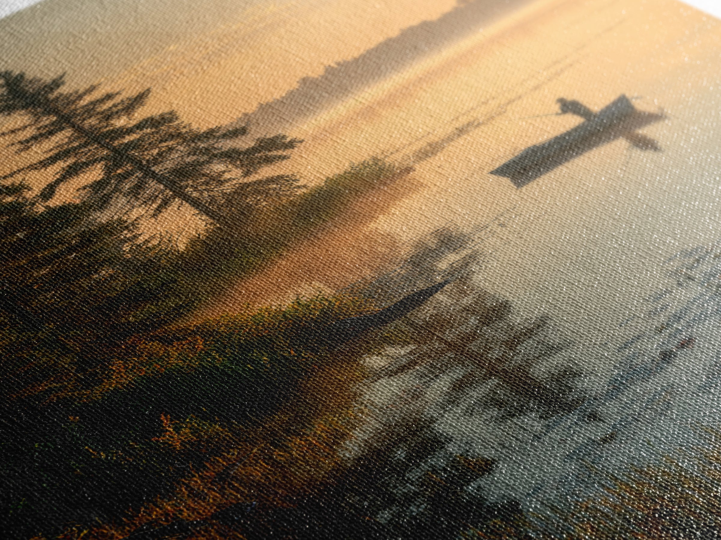 Enchanting Evening Lakeside Campfire Scene Oil Painting Wall Art Canvas Print For Relaxing Living Room Decor
