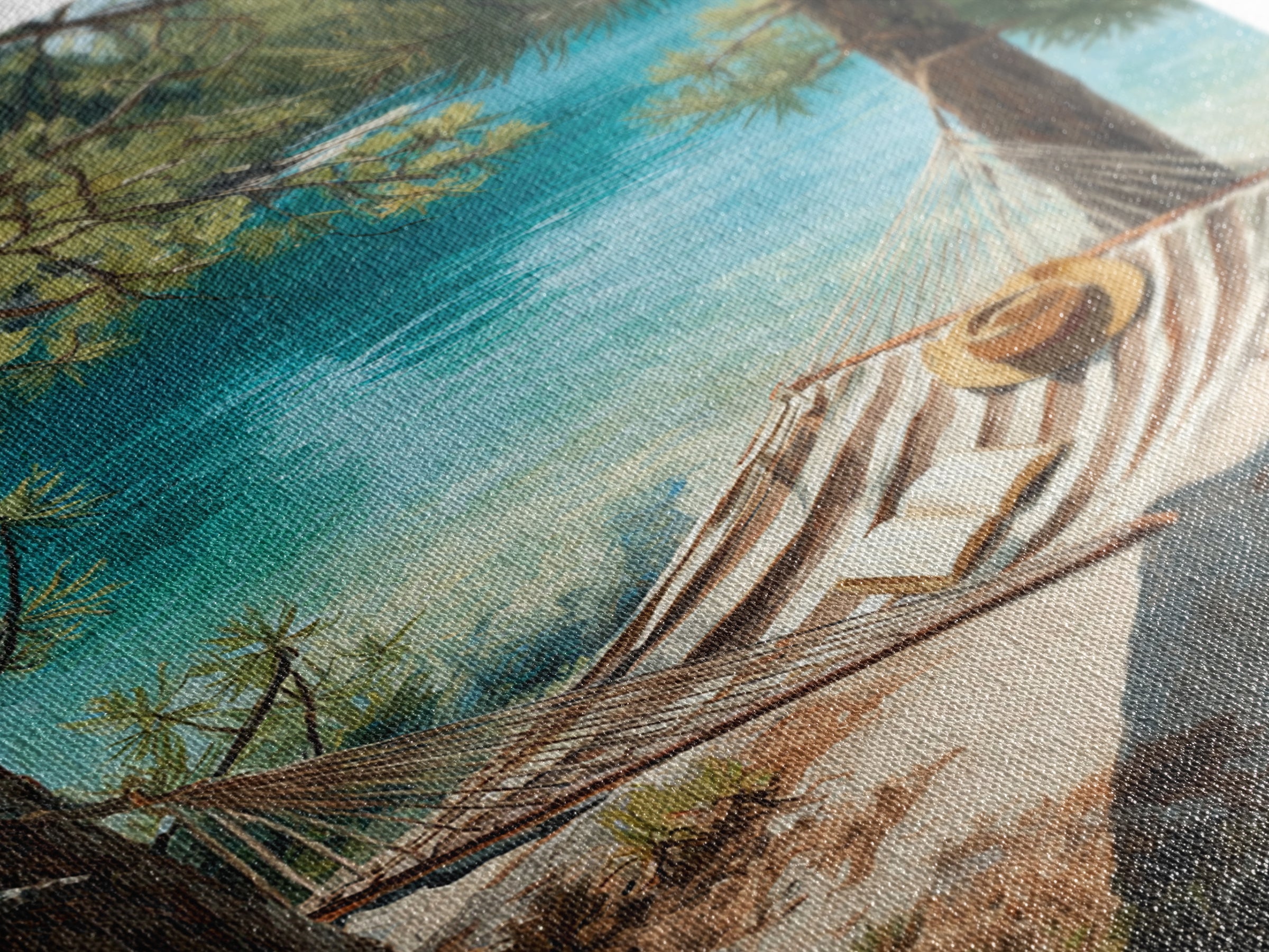 Tranquil Lakeside Hammock Scene Canvas Print, Relaxing Summer Vacation Wall Art, Cozy Home Decor Living Room Art
