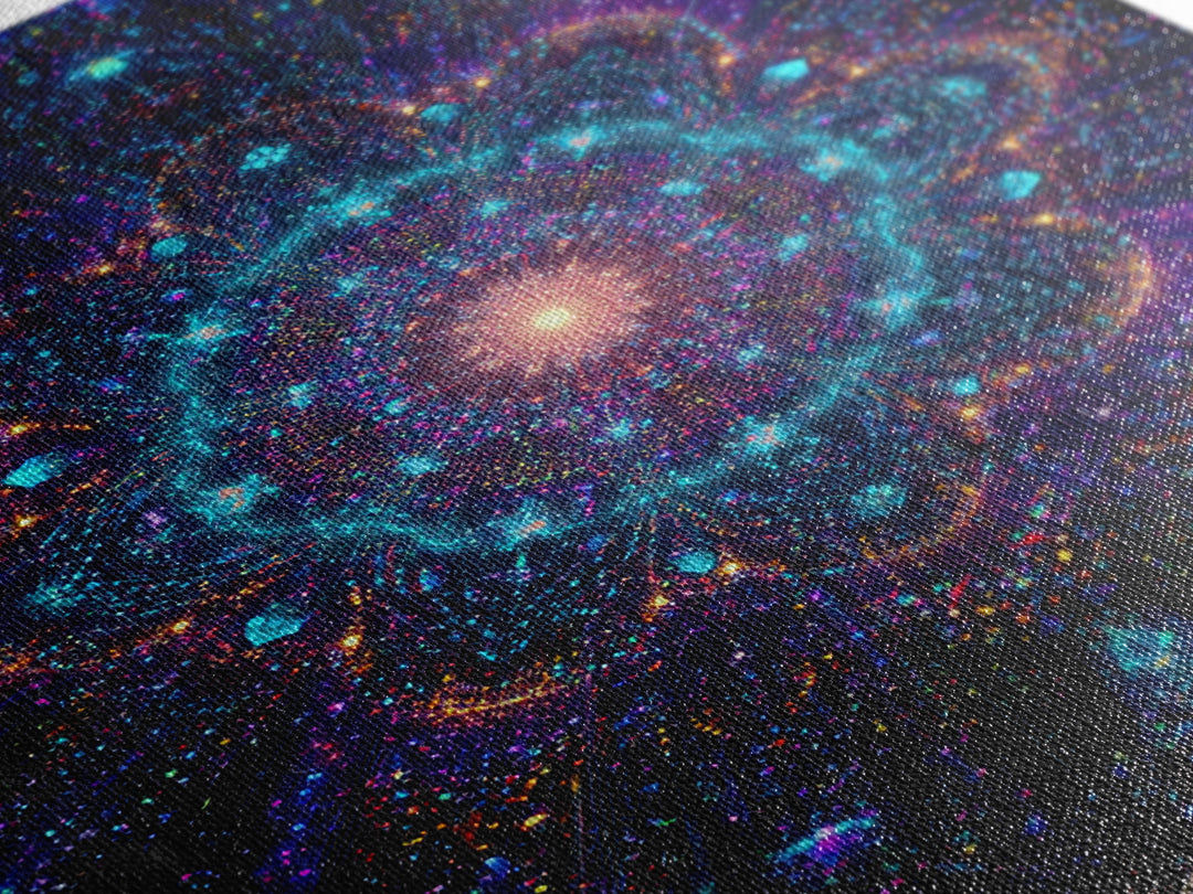 Celestial Mandala Starburst Wall Art, Cosmic Galaxy Canvas Print, Psychedelic Space Decor, Yoga Meditation Room Gift For Her