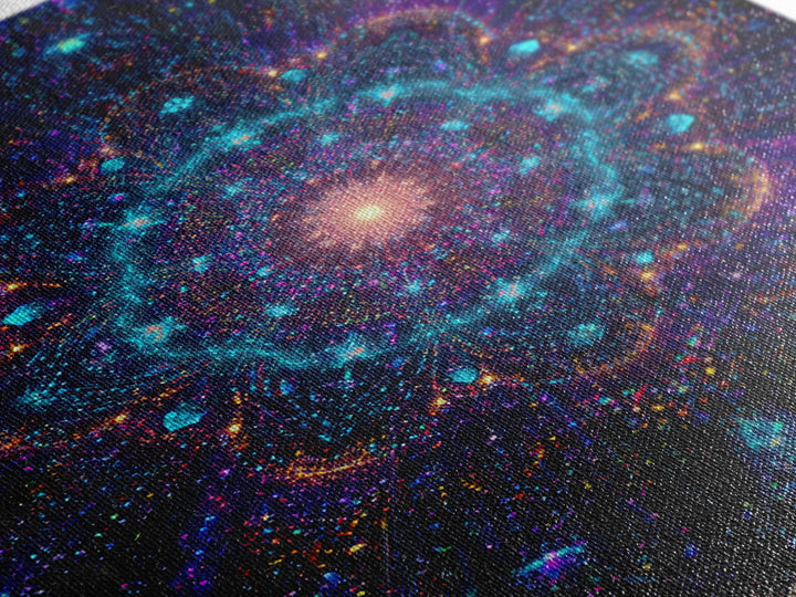 Celestial Mandala Starburst Wall Art, Cosmic Galaxy Canvas Print, Psychedelic Space Decor, Yoga Meditation Room Gift For Her