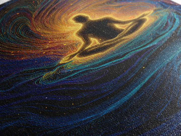 Glowing Meditation Figure Canvas Print, Spiritual Energy Wall Art, Psychedelic Zen Decor, Celestial Yoga Room Gift Decor