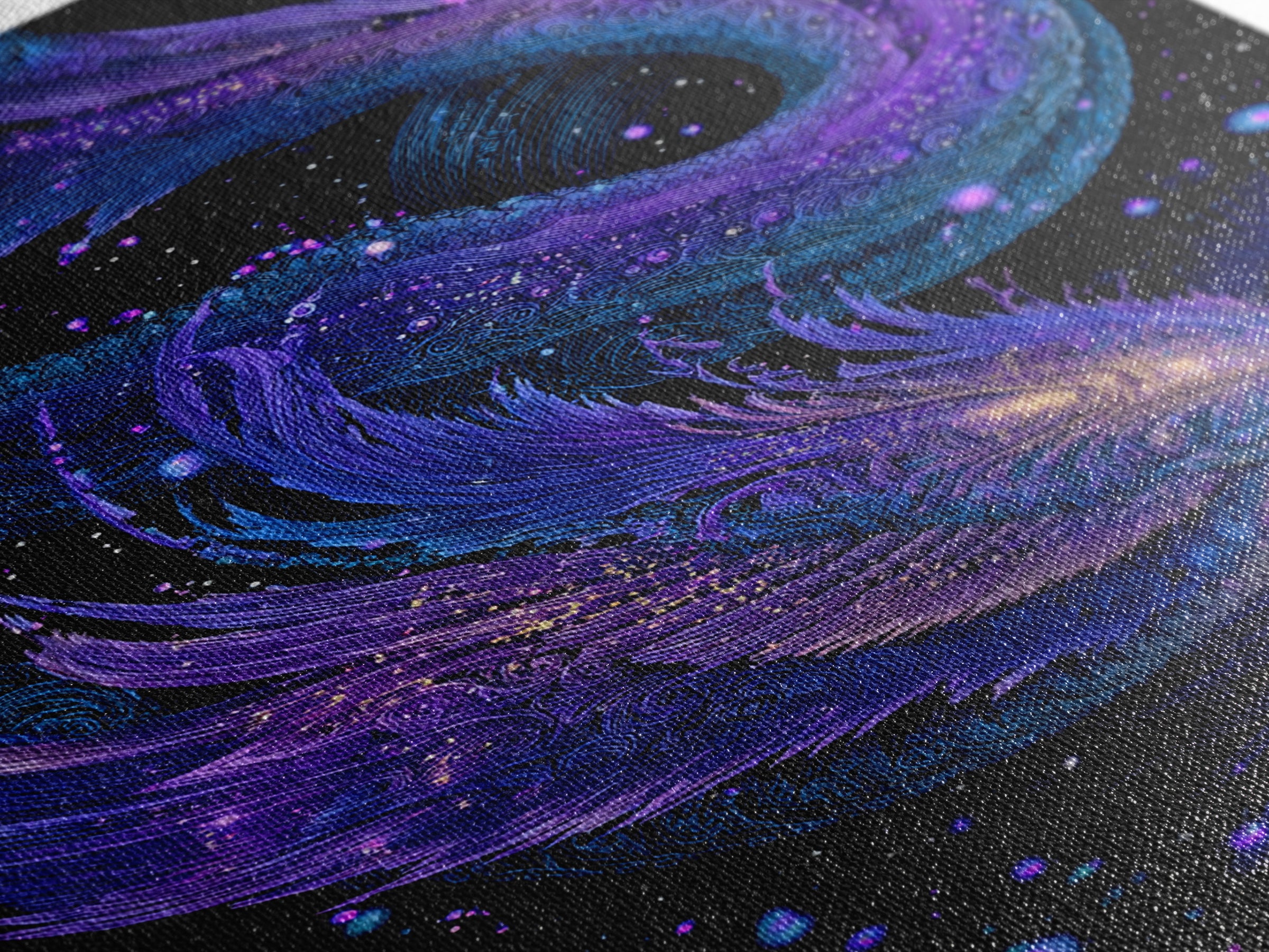 Celestial Twin Dragon Canvas Print, Purple Blue Fantasy Art, Mythical Space Wall Decor For Gamer Room And Unique Gift Idea