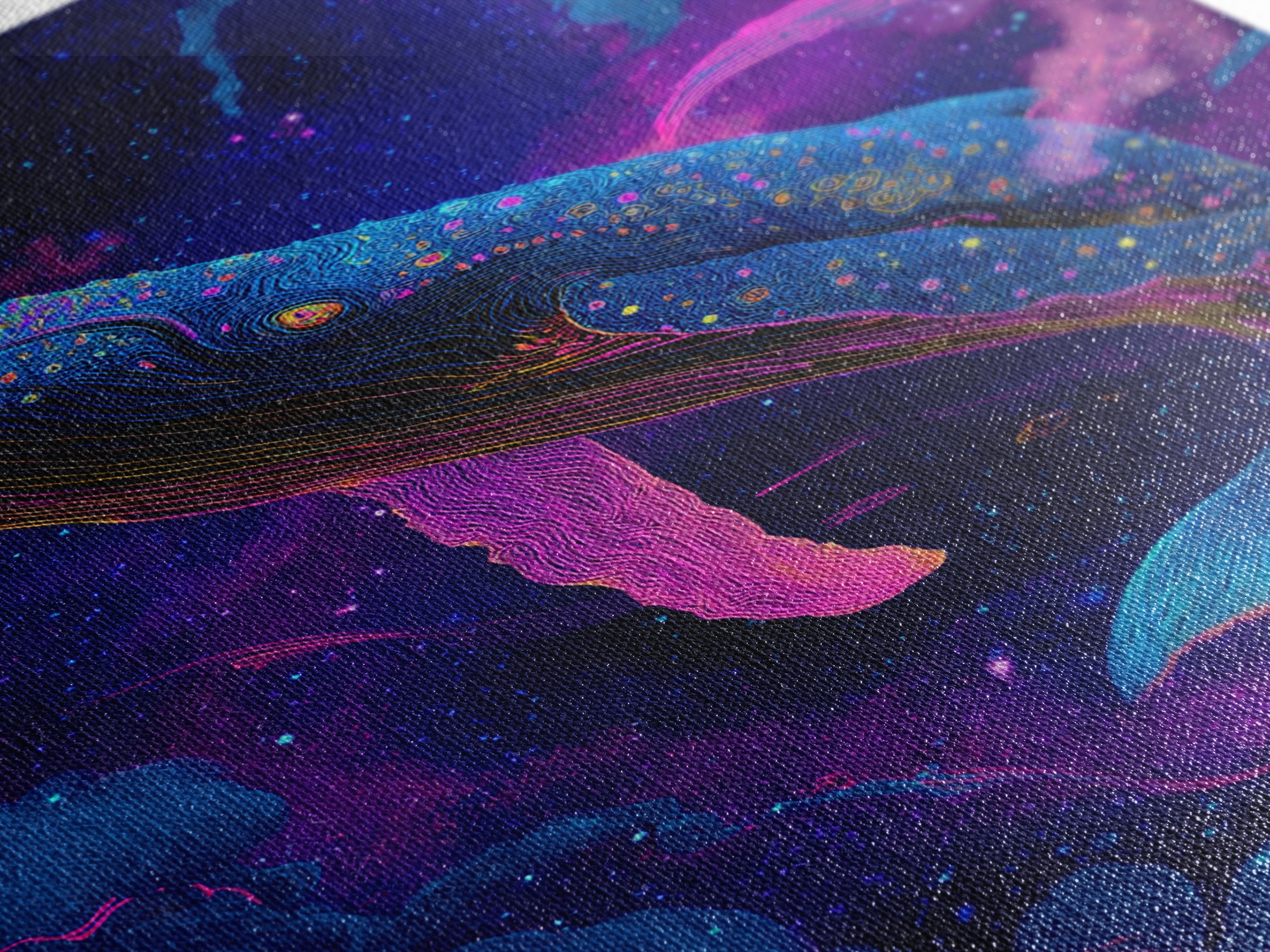 Celestial Whale In Space Canvas Print, Cosmic Ocean Animal Art, Fantasy Wall Art, Nursery Decor, Colorful Galaxy Poster Print