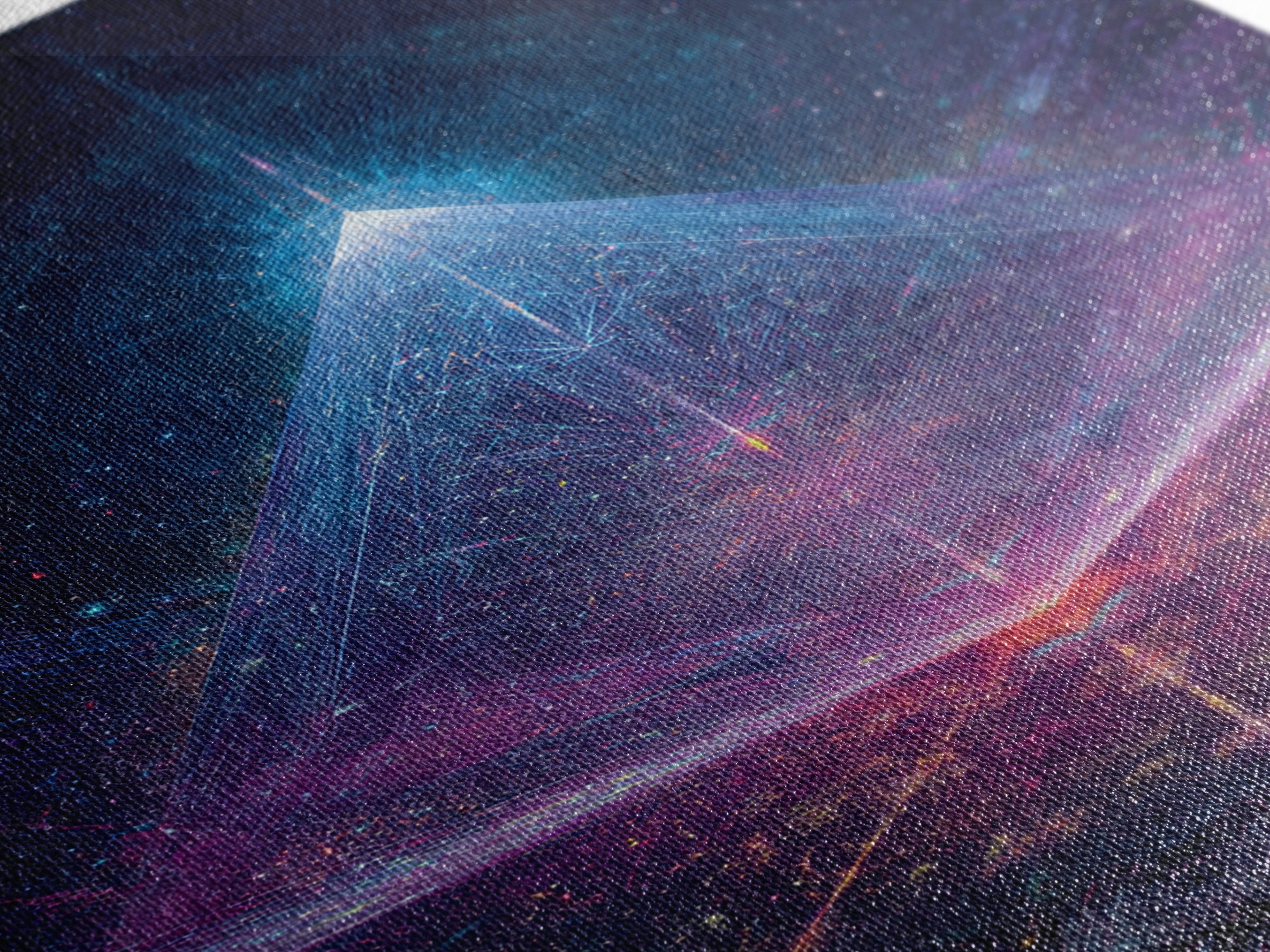 Futuristic Neon Glowing Pyramid Sci Fi Digital Art Canvas Print Modern Abstract Wall Art For Office Home Decor