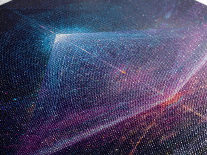 Futuristic Neon Glowing Pyramid Sci Fi Digital Art Canvas Print Modern Abstract Wall Art For Office Home Decor