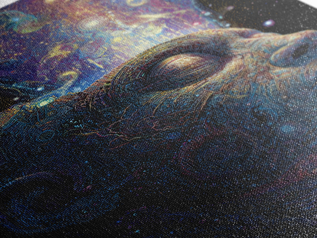 Cosmic Mind Portrait Framed Canvas Print, Psychedelic Space Wall Art, Visionary Consciousness Decor, Spiritual Gift For Him