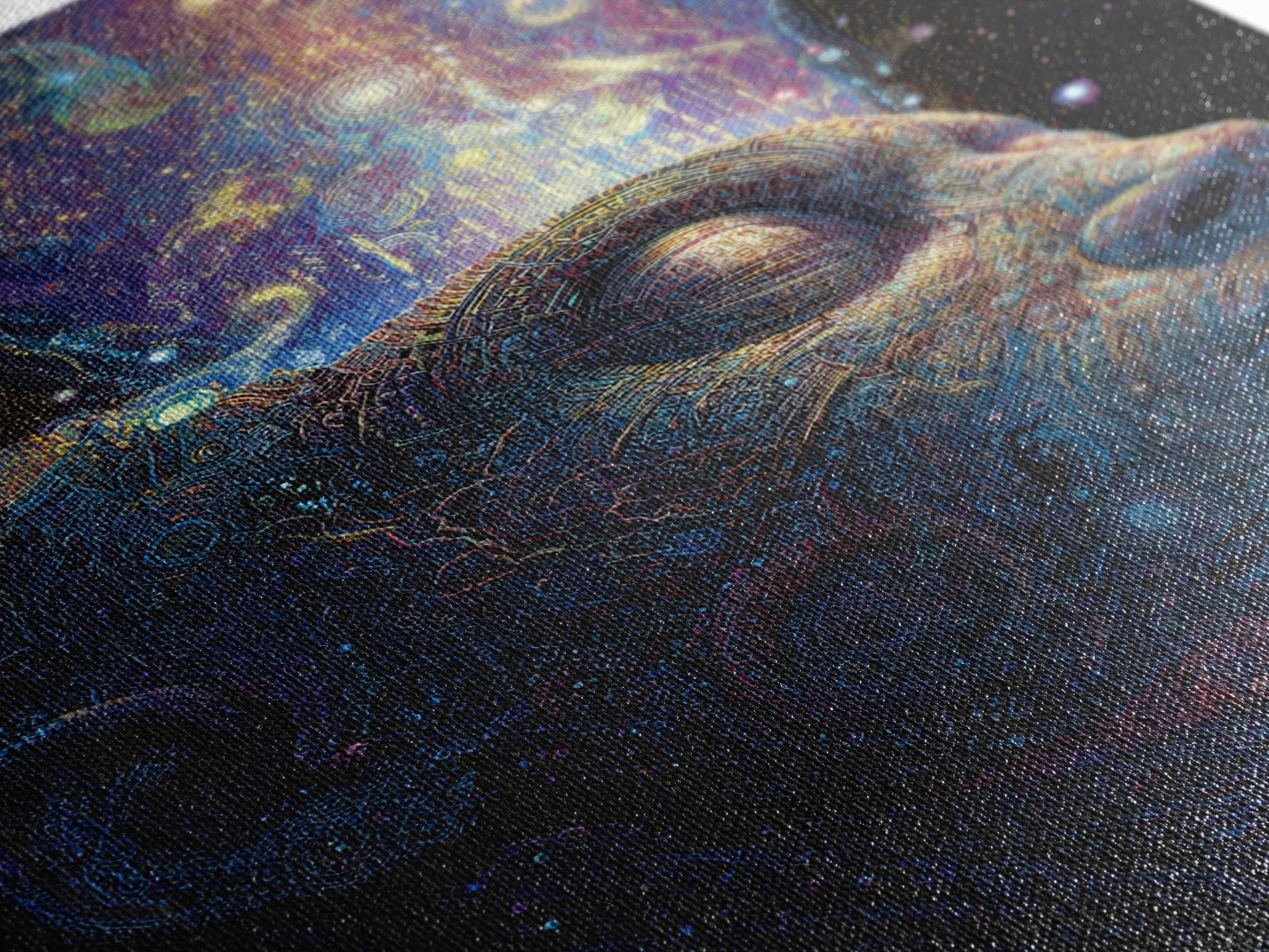 Cosmic Mind Portrait Framed Canvas Print, Psychedelic Space Wall Art, Visionary Consciousness Decor, Spiritual Gift For Him