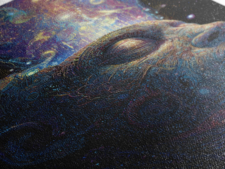 Cosmic Mind Portrait Framed Canvas Print, Psychedelic Space Wall Art, Visionary Consciousness Decor, Spiritual Gift For Him