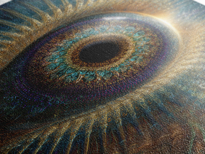 Surreal Cosmic Eye Wall Art, Mystical Iris Framed Canvas Print, Spiritual Vision Office Decor, Statement Artwork Gift For Him