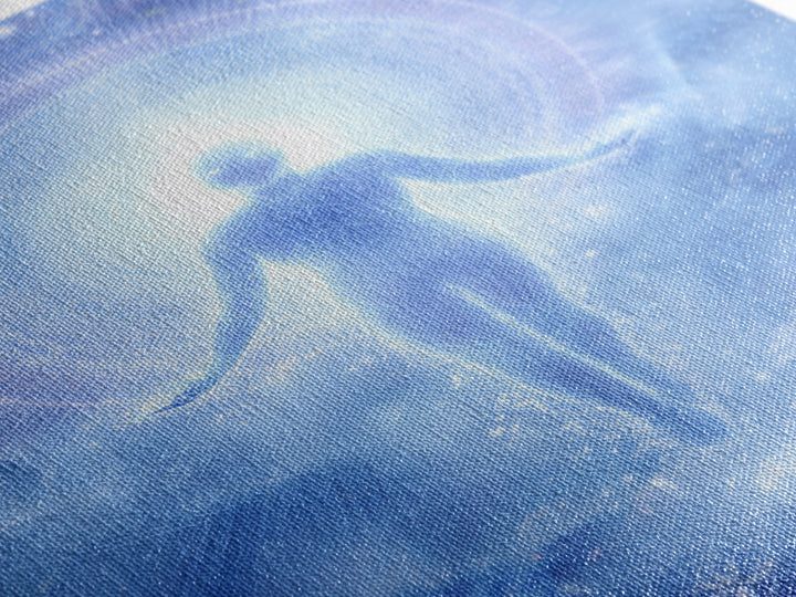 Ethereal Ascending Figure Amid Glowing Light Spiritual Art Print Contemporary Wall Art Canvas Print