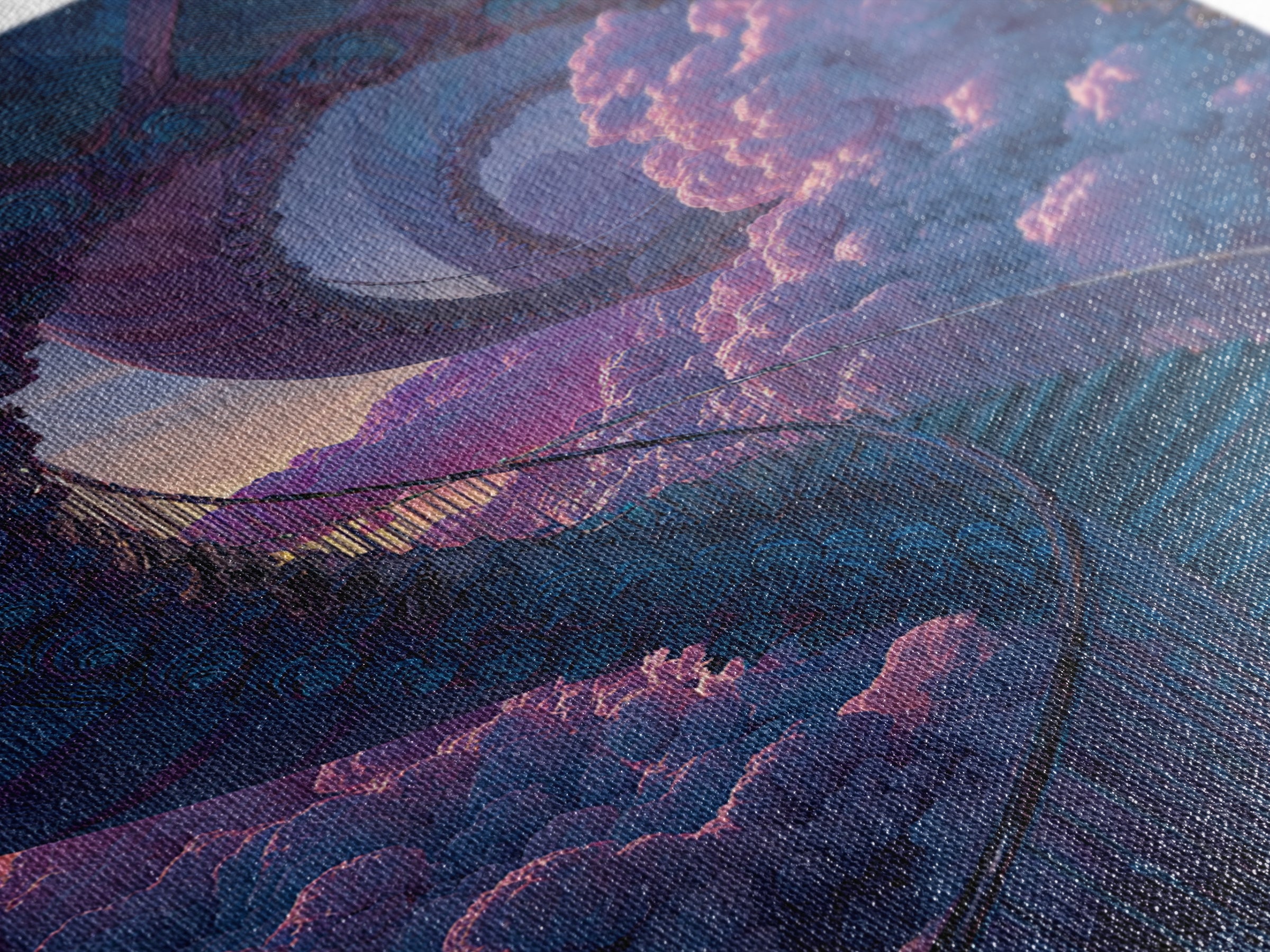 Surreal Cloud Staircase Dreamscape Wall Art, Fantasy Sky Castle Decor, Psychedelic Poster, Mystical Bedroom Art Print Gift