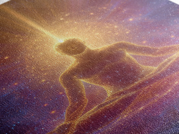 Spiritual Meditation Man Illuminated In Cosmic Energy Glow Wall Art Canvas Print For Mindfulness Home And Yoga