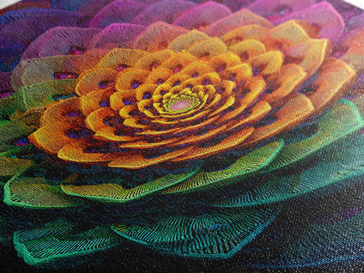 Intricate Abstract Rainbow Succulent Floral Digital Art Print Canvas Wall Art