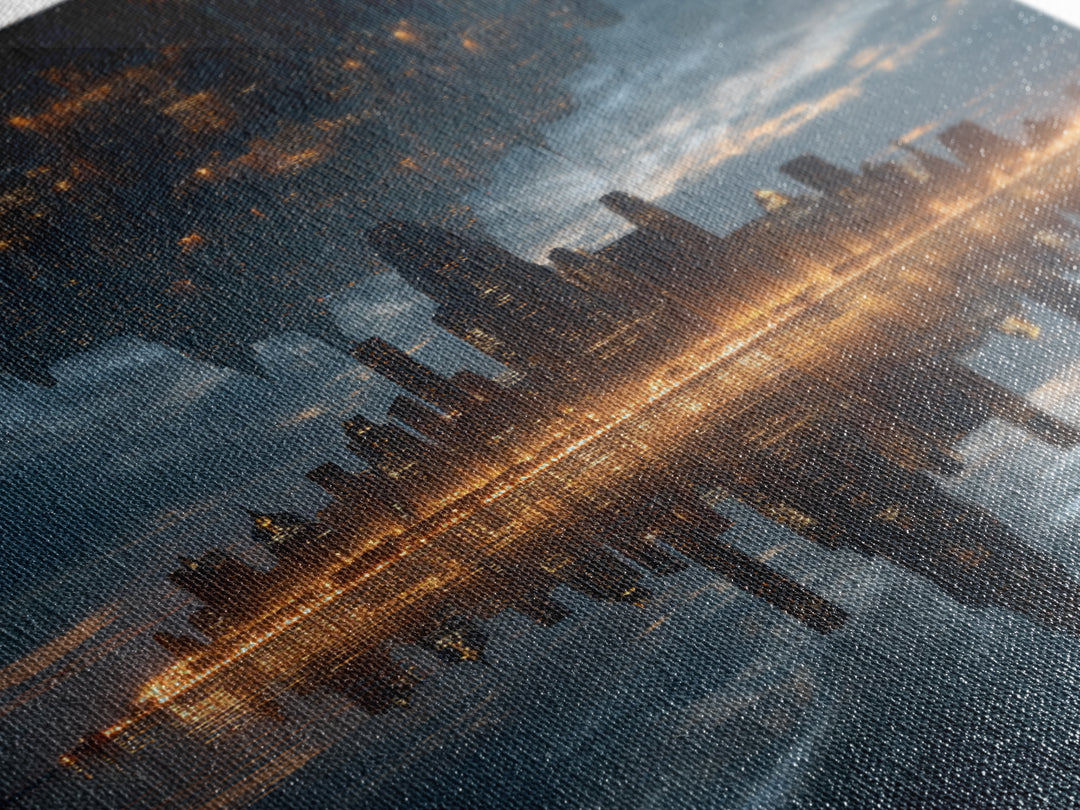 Inverted Futuristic City Canvas Print, Sci Fi Skyline, Cyberpunk Wall Decor, Dystopian Office Art, Modern Home Decor, Statement Artwork