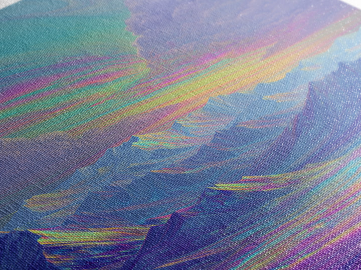 Iridescent Pastel Mountain Landscape Wall Art, Dreamy Alpine Canvas Print, Serene Calming Nature Decor, Above Bed Gift For Her