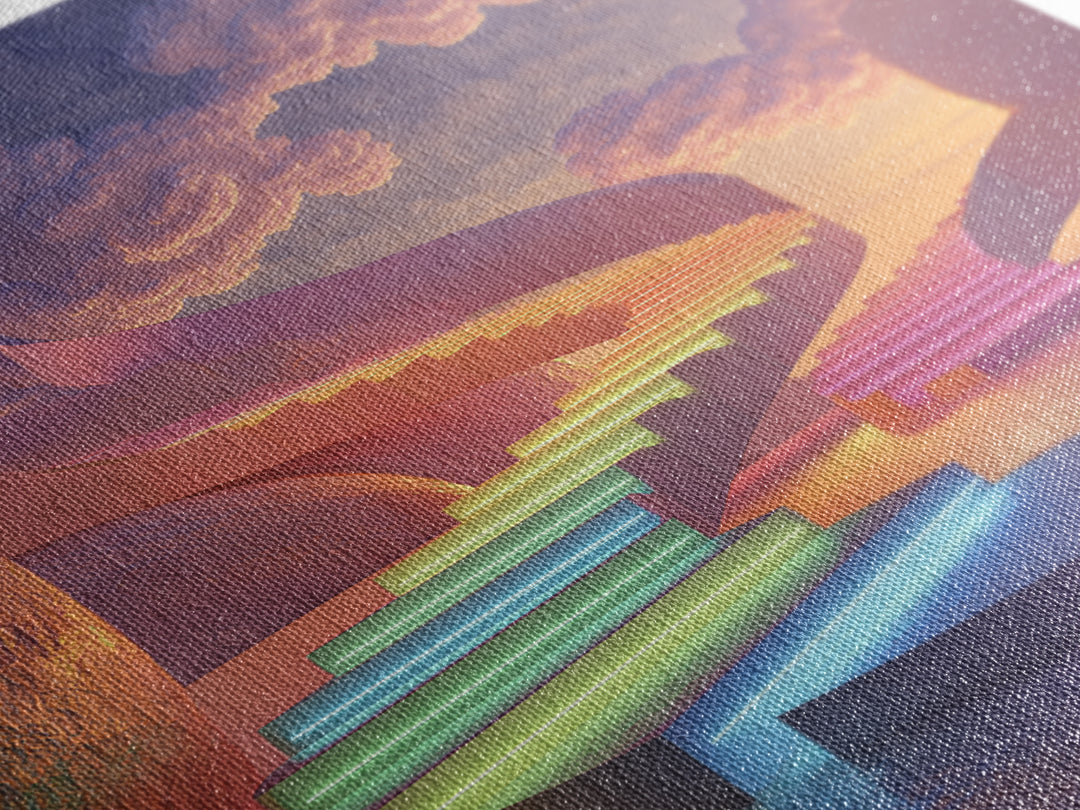 Dreamy Rainbow Stairway To Clouds Canvas Print, Surreal Pastel Fantasy Art, Celestial Wall Decor For Bedroom Home Decor Gift