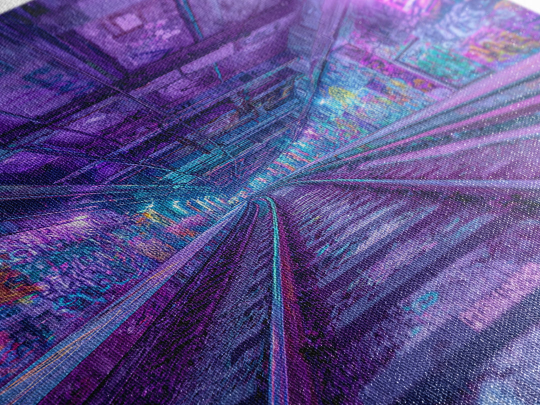 Neon Graffiti Subway Tunnel Wall Art, Cyberpunk City Canvas Print, Urban Street Decor, Apartment Gaming Room Gift For Him