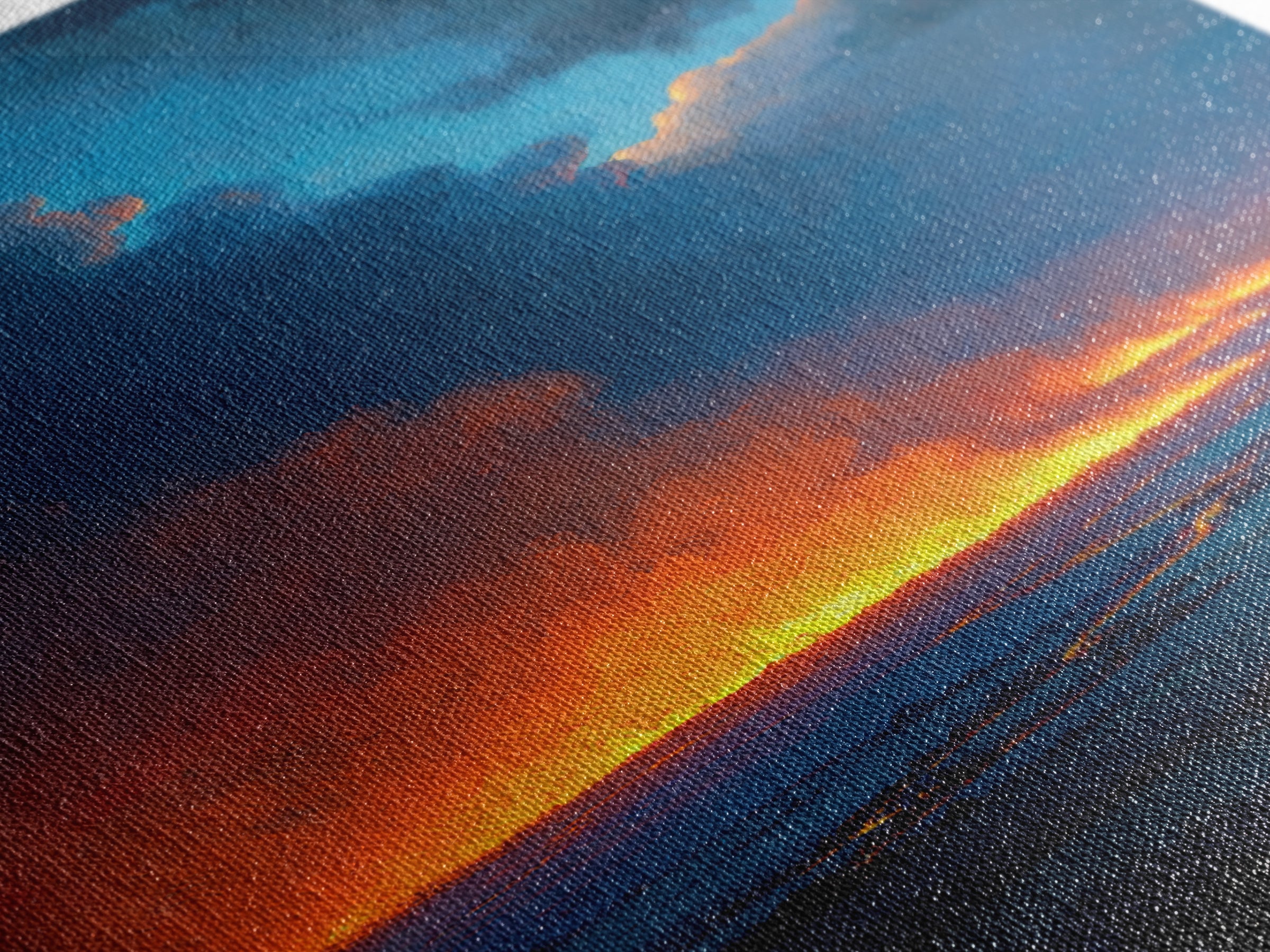Dramatic Fire And Smoke Landscape Painting Large Wall Art Canvas Print For Rustic Home Decor And Office