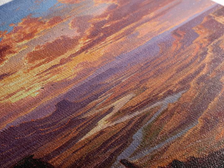 Sunset Over Canyon River Oil Painting Landscape Wall Art Large Framed Canvas Print Rustic Home Decor Gift For Nature Lovers