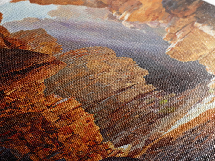 Sunlit Canyon Landscape Oil Painting Wall Art Stunning Nature Scene Framed Canvas Print For Rustic Home Decor