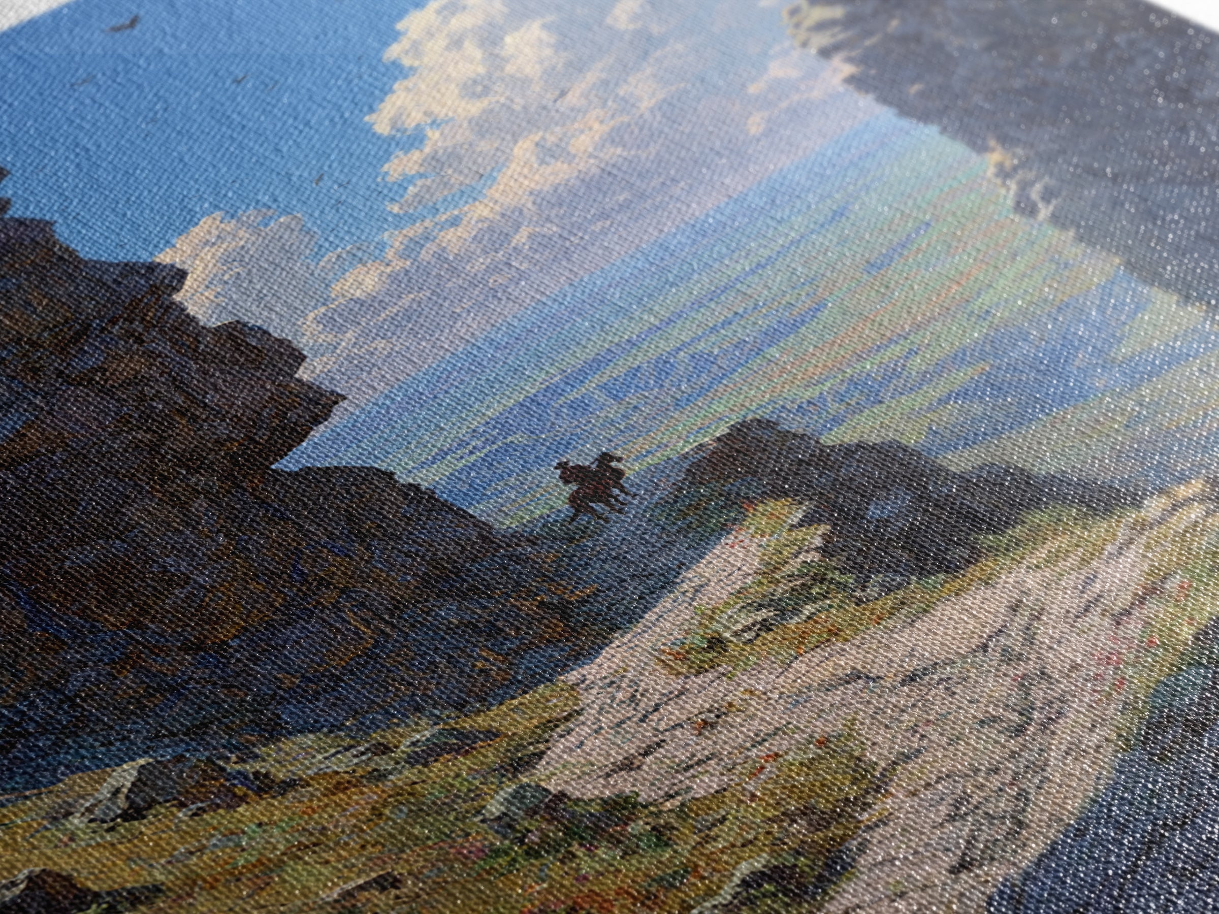 Western Cowboy On Horseback Amidst Majestic Rocky Canyon Landscape Large Wall Art Canvas Print