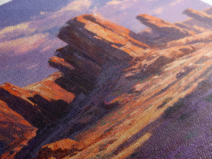 Desert Monument Valley Landscape At Sunset In Oil Painting Style Wall Art Framed Canvas Print For Rustic Home Decor