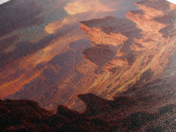 Dramatic Red Rock Canyon Mountain Landscape With Sunset Sky Large Wall Art Canvas Print For Rustic Home Decor