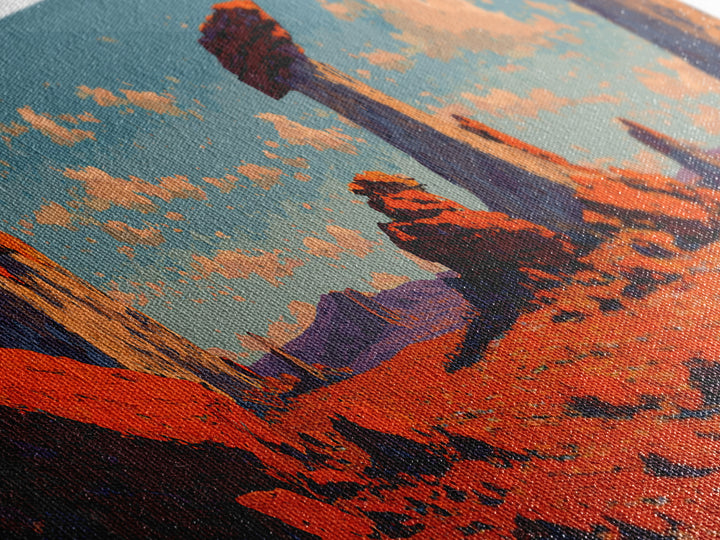 Red Rock Desert Mesas At Sunset Canvas Print, Southwestern Wall Art, Panoramic Landscape, Boho Western Living Room Decor