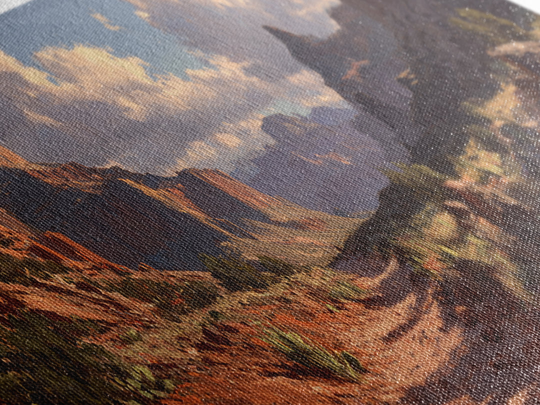Sunlit Red Rock Canyon Desert Landscape Wall Art, Southwestern Canvas Print, Western Home Decor For Living Room Or Office