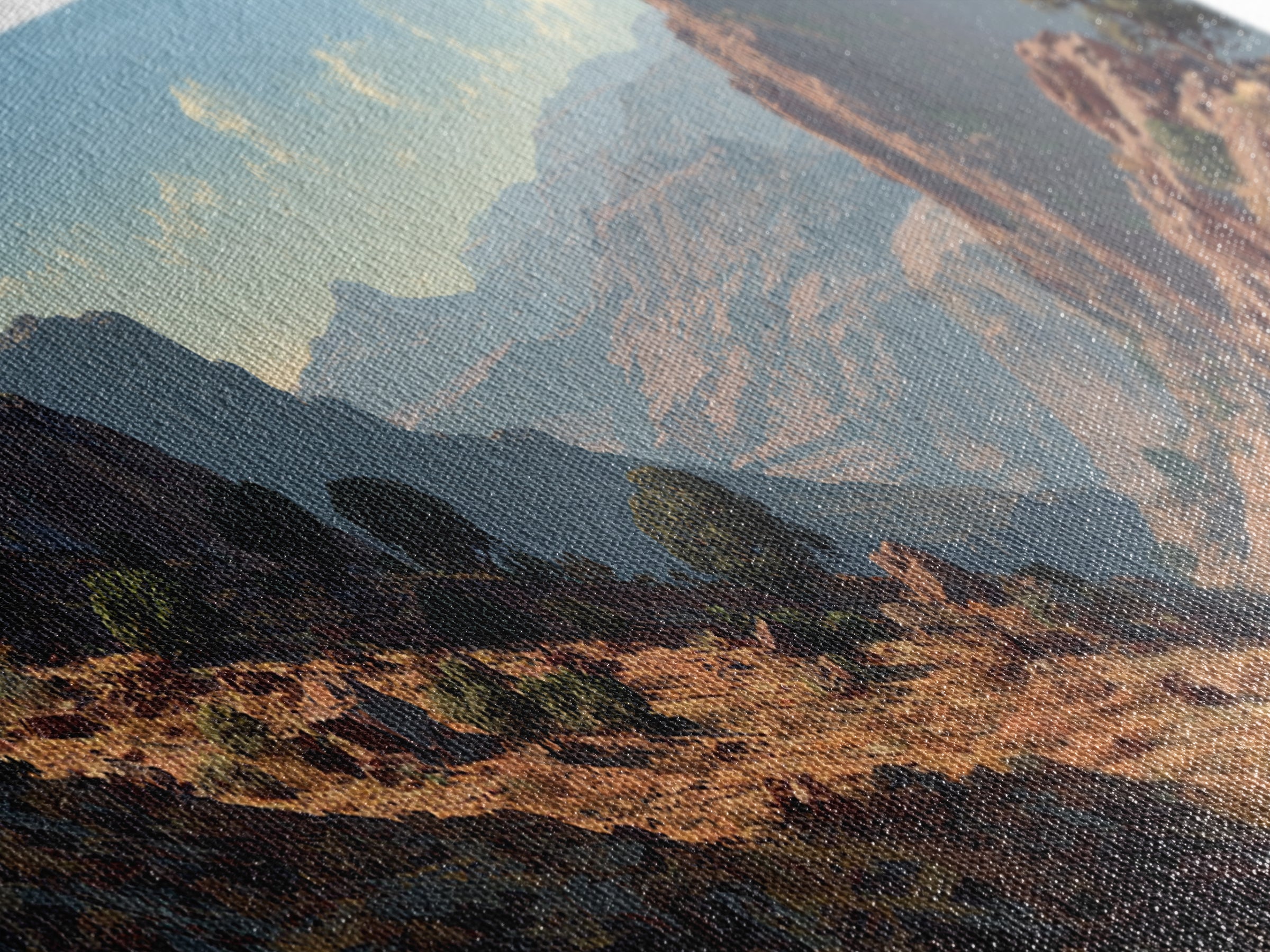 Sunlit Desert Canyon Landscape Wall Art, Southwestern Mountain Canvas Print, Rustic Nature Decor, Large Horizontal Office Print