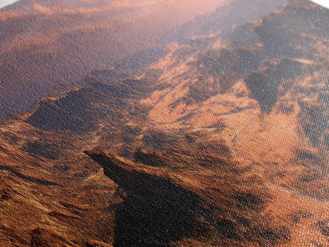 Golden Desert Valley Wall Art, Panoramic Mountain Landscape Canvas Print, Southwestern Home Decor, Large Above Sofa Art Print
