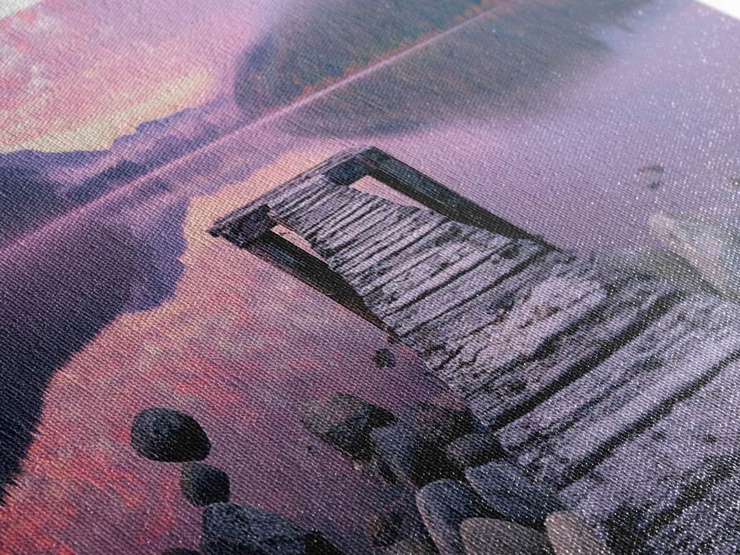 Misty Lake Dock At Pink Sunrise, Calming Wall Art, Lake House Canvas Print, Nature Landscape Decor, Above Bed Art, Bedroom Decor