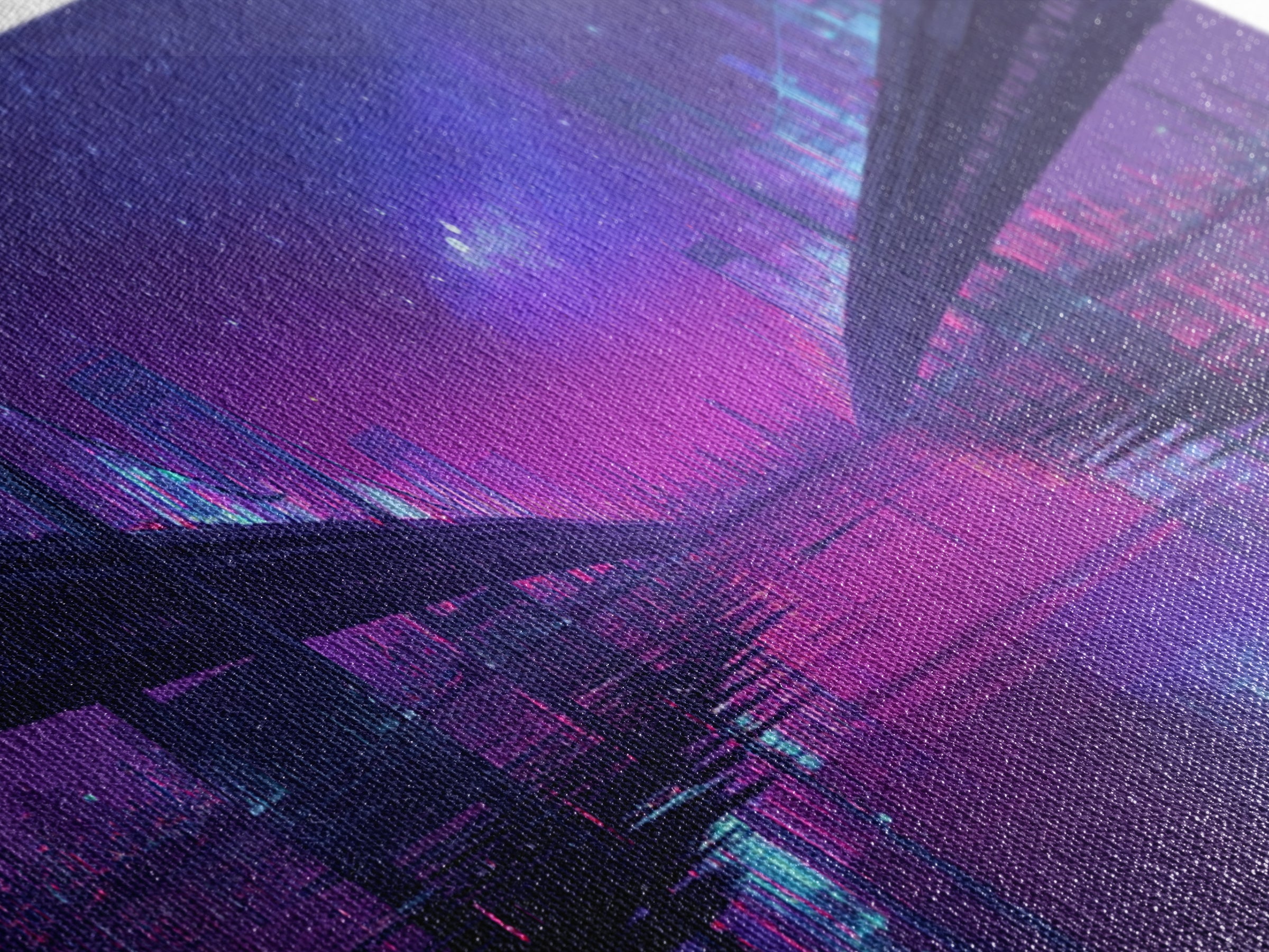 Neon Twin Bridges Over City Water, Cyberpunk Wall Art, Futuristic Canvas Print, Sci Fi Urban Decor, Gaming Room Art, Office Decor