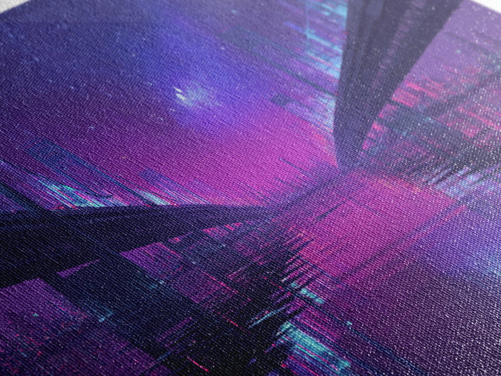 Neon Twin Bridges Over City Water, Cyberpunk Wall Art, Futuristic Canvas Print, Sci Fi Urban Decor, Gaming Room Art, Office Decor