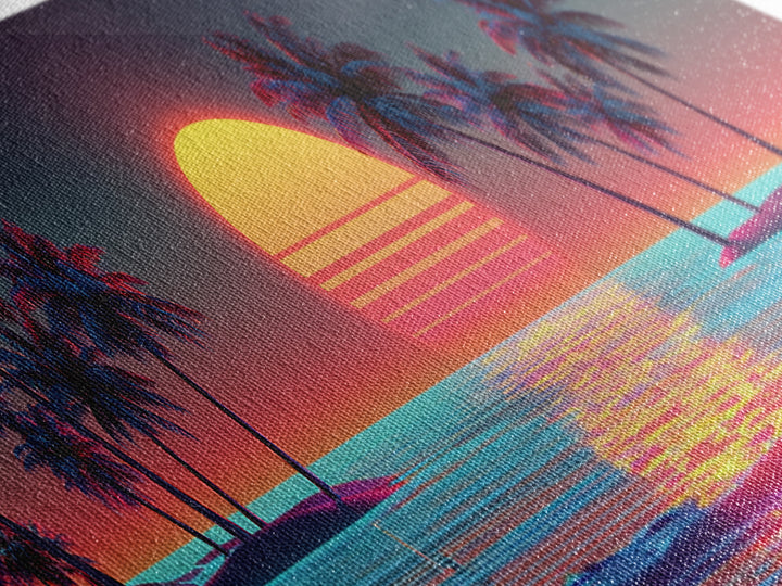 Retro Palm Island Sunset Canvas Print, Tropical Beach Wall Art, Coastal Decor, Summer Vibes, Large Living Room Poster, Home Decor