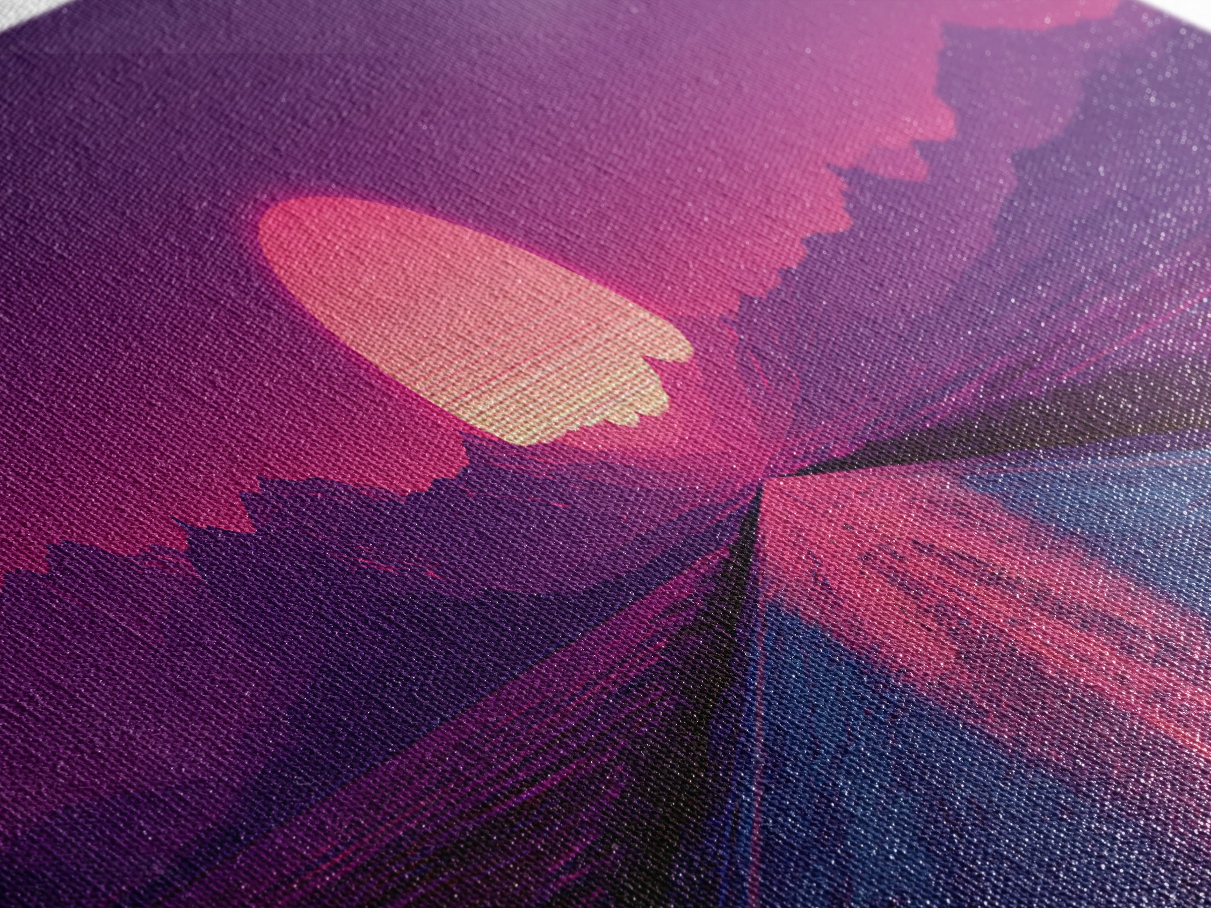 Magenta Desert Road Wall Art, Retro Futuristic Mountain Sunset Canvas Print, Synthwave Decor, Large Horizontal Wall Art Print
