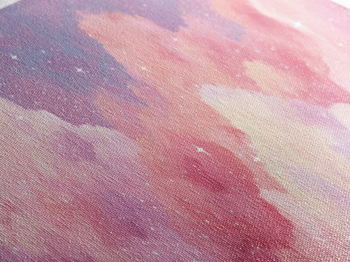 Pink Cotton Candy Clouds Wall Art, Dreamy Celestial Sky Print, Starry Nursery Decor, Pastel Bedroom Canvas Art Gift For Her