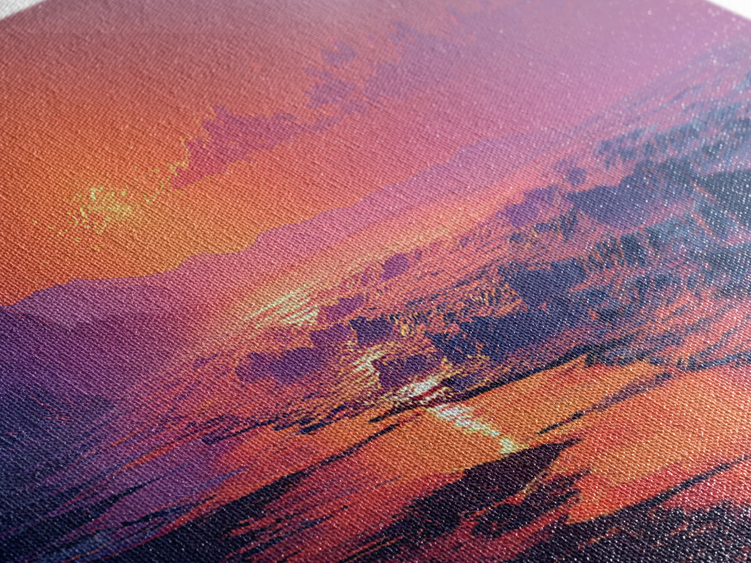 Moody Pink Ocean Sunset Seascape Wall Art, Coastal Canvas Print, Abstract Beach Decor, Serene Living Room Wall Art, Calming Decor