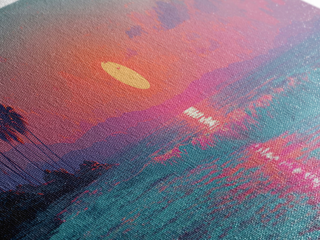 Pink Ocean Sunset Wall Art, Tropical Seascape Canvas Print, Coastal Decor, Beach House Decor, Large Living Room Art Print