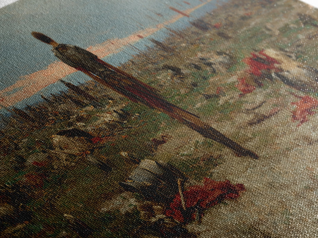 Lone Soldier Crossing Battlefield Wall Art, Panoramic Historical Landscape Canvas Print, Masculine Office Living Room Decor
