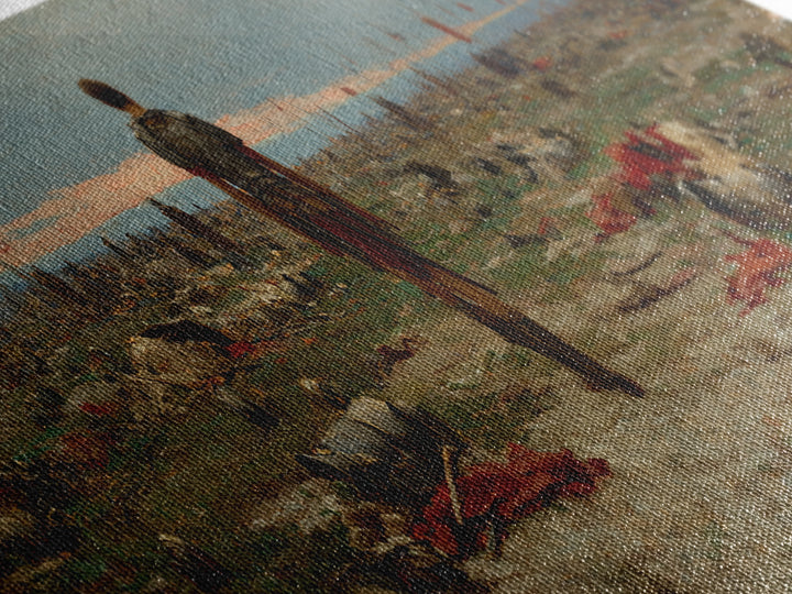 Lone Soldier Crossing Battlefield Wall Art, Panoramic Historical Landscape Canvas Print, Masculine Office Living Room Decor