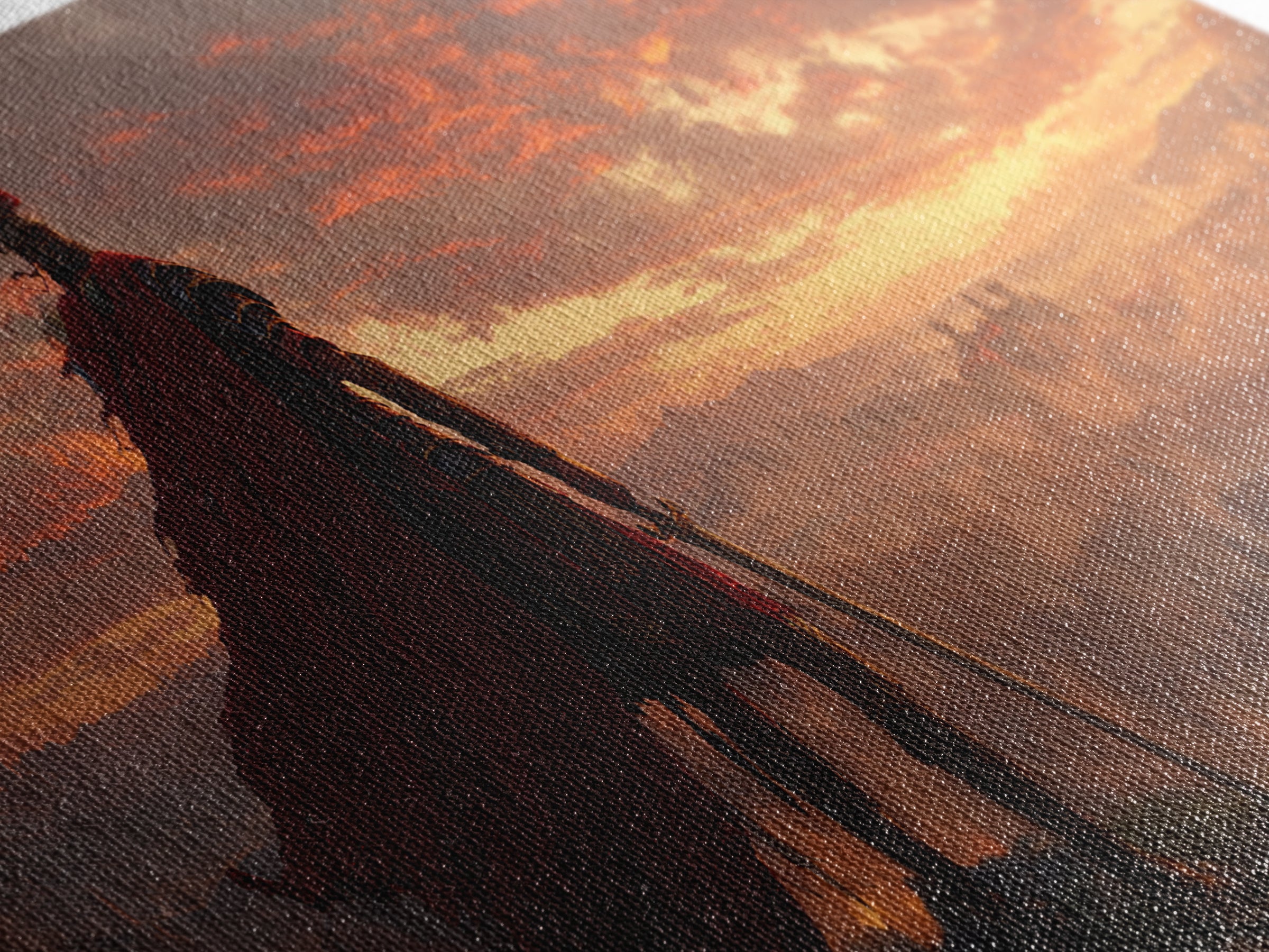 Roman General Over Sunset Empire Wall Art, Red Cape Warrior Landscape, Classical Fantasy Decor, Cinematic Large Canvas Print