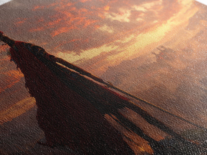 Roman General Over Sunset Empire Wall Art, Red Cape Warrior Landscape, Classical Fantasy Decor, Cinematic Large Canvas Print