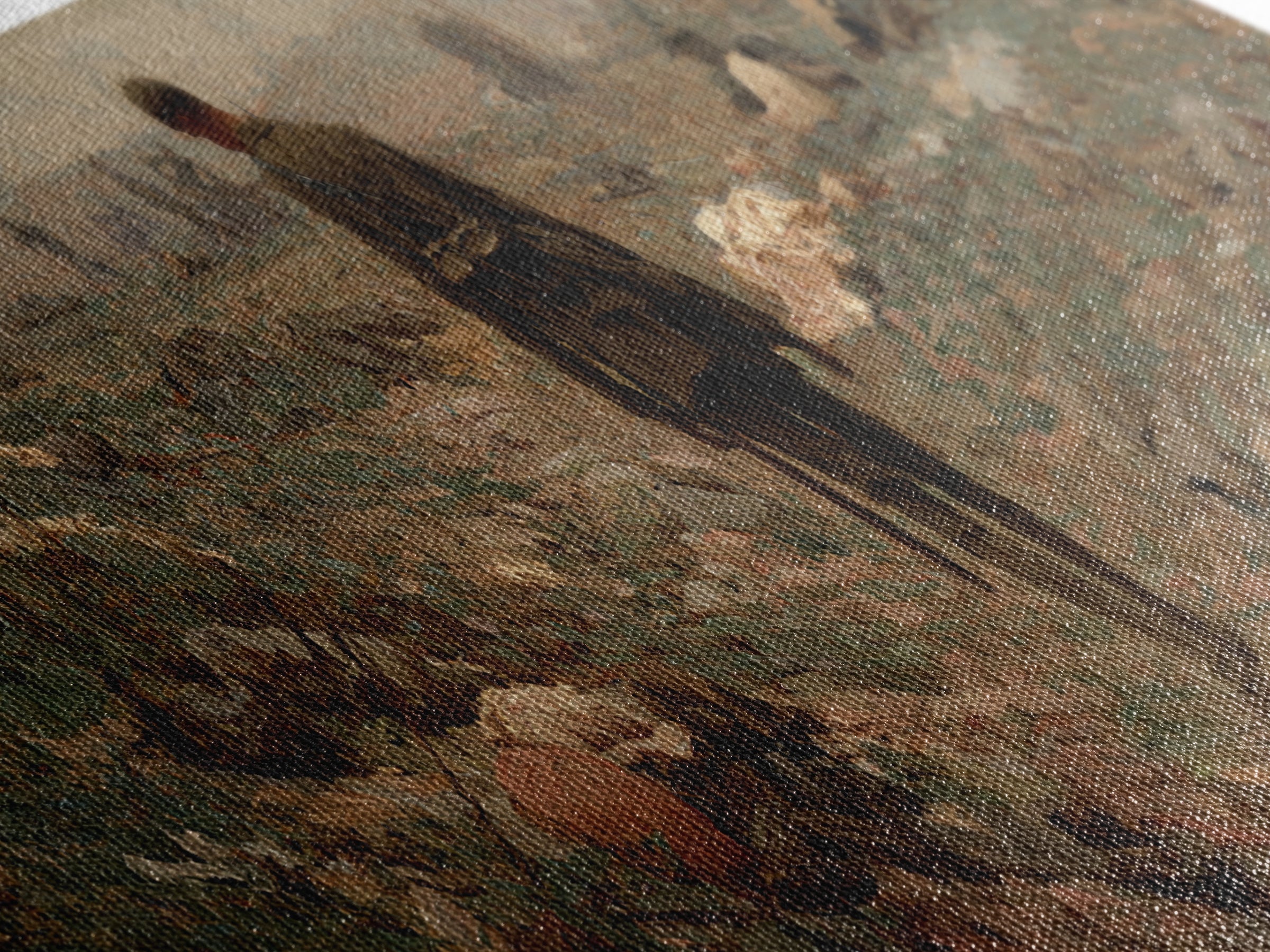 Somber Lone Soldier Battlefield Wall Art, Panoramic Framed Canvas Print, Historical Landscape Decor, Moody Office Wall Art