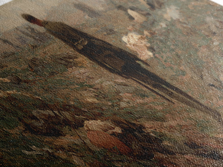 Somber Lone Soldier Battlefield Wall Art, Panoramic Framed Canvas Print, Historical Landscape Decor, Moody Office Wall Art