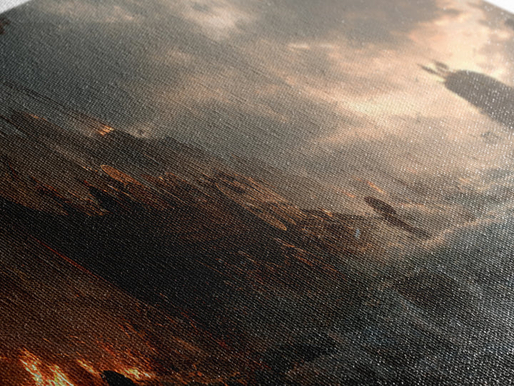 Viking Longship Landing On Stormy Shore Wall Art, Norse Battle Seascape, Dark Fantasy Decor, Dramatic Nautical Canvas Print