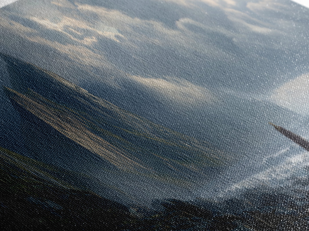 Cloaked Figure On Stormy Cliff Wall Art, Epic Coastal Fantasy Canvas Print, Moody Seascape, Dramatic Landscape Decor, Living Room Art
