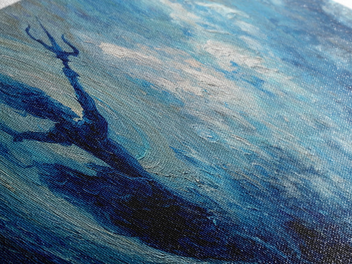 Blue Storm Sea Goddess Canvas Print, Mystical Ocean Wave Fantasy Art, Coastal Wall Decor, Ethereal Statement Artwork For Bedroom